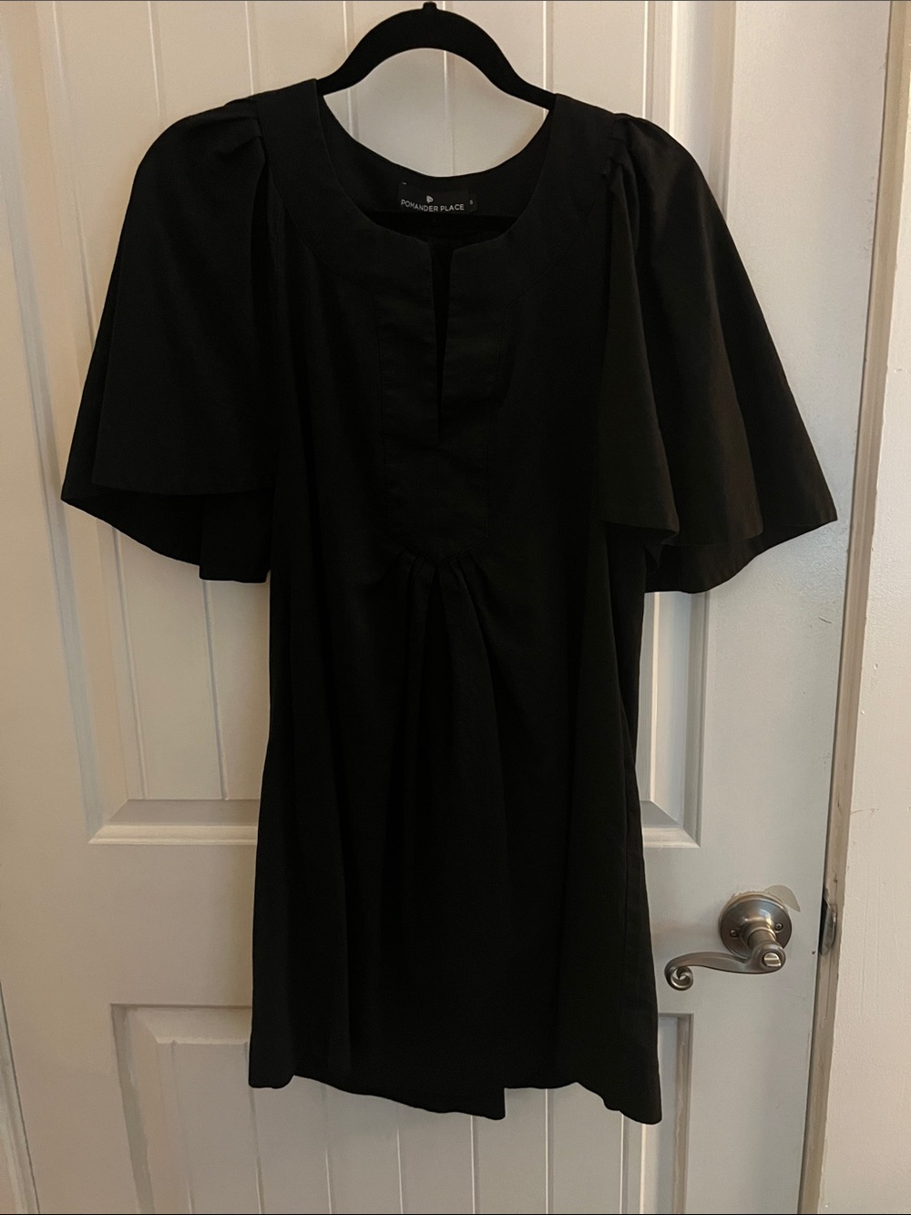 Pomander Place Black Mini Dress with Flutter Sleeves